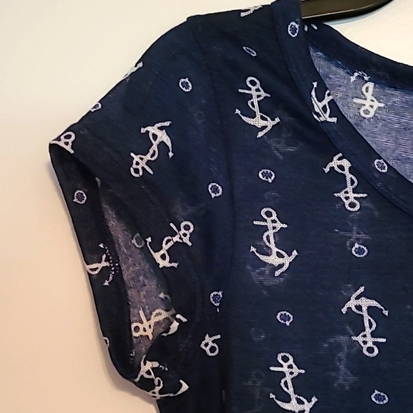 NWT Wallflower  navy nautical theme lightweight sweater Sz L - Picture 3 of 7